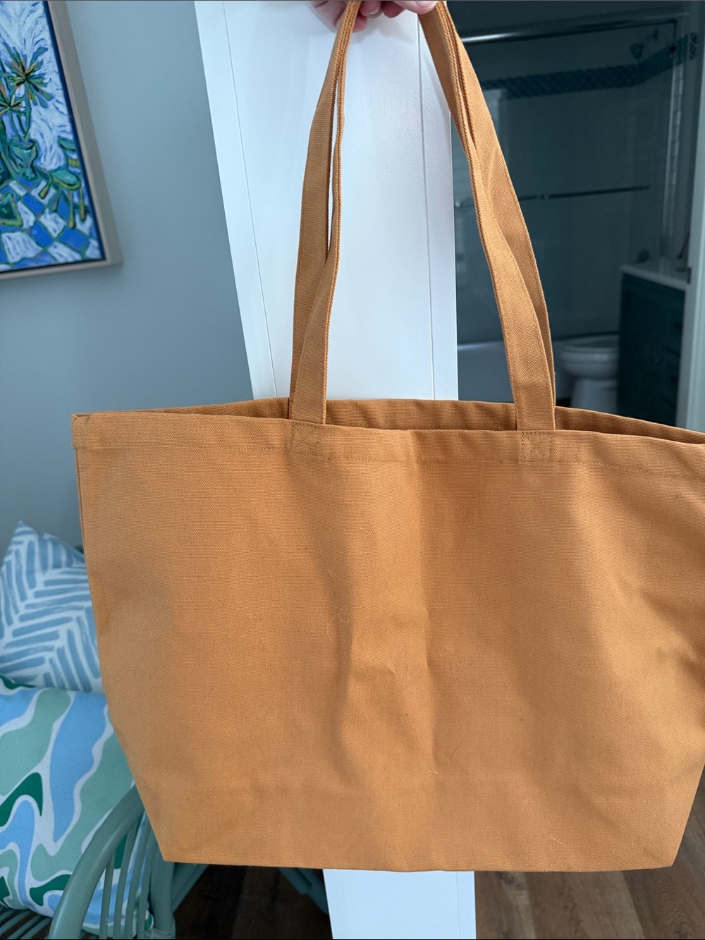 Sézane Paris Mon Amour Caramel Light Brown Tote Bag - Picture 2 of 2